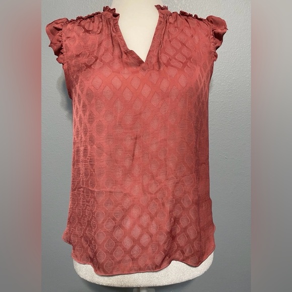 anthropologie maeve Tops - Maeve Anthropologie Women Blouse‎ Rose Tyrie Ruffle Sleeveless V Neck Small